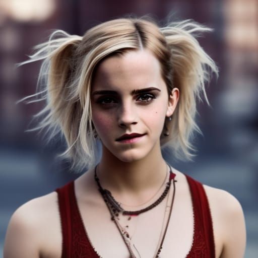 Emma Watson with Blonde Dreads, Hyperrealistic Portrait