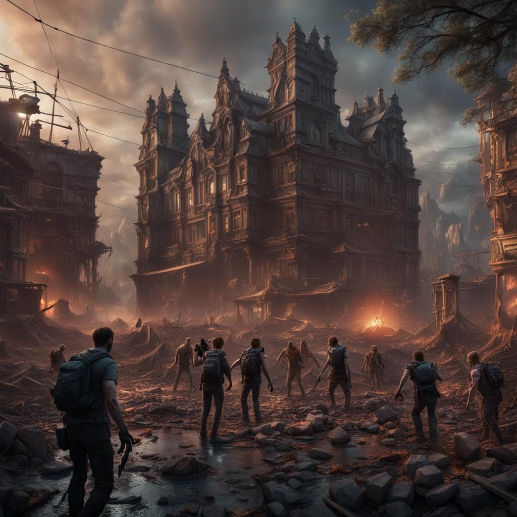 Zombie Apocalypse: Detailed Matte Painting in 8K