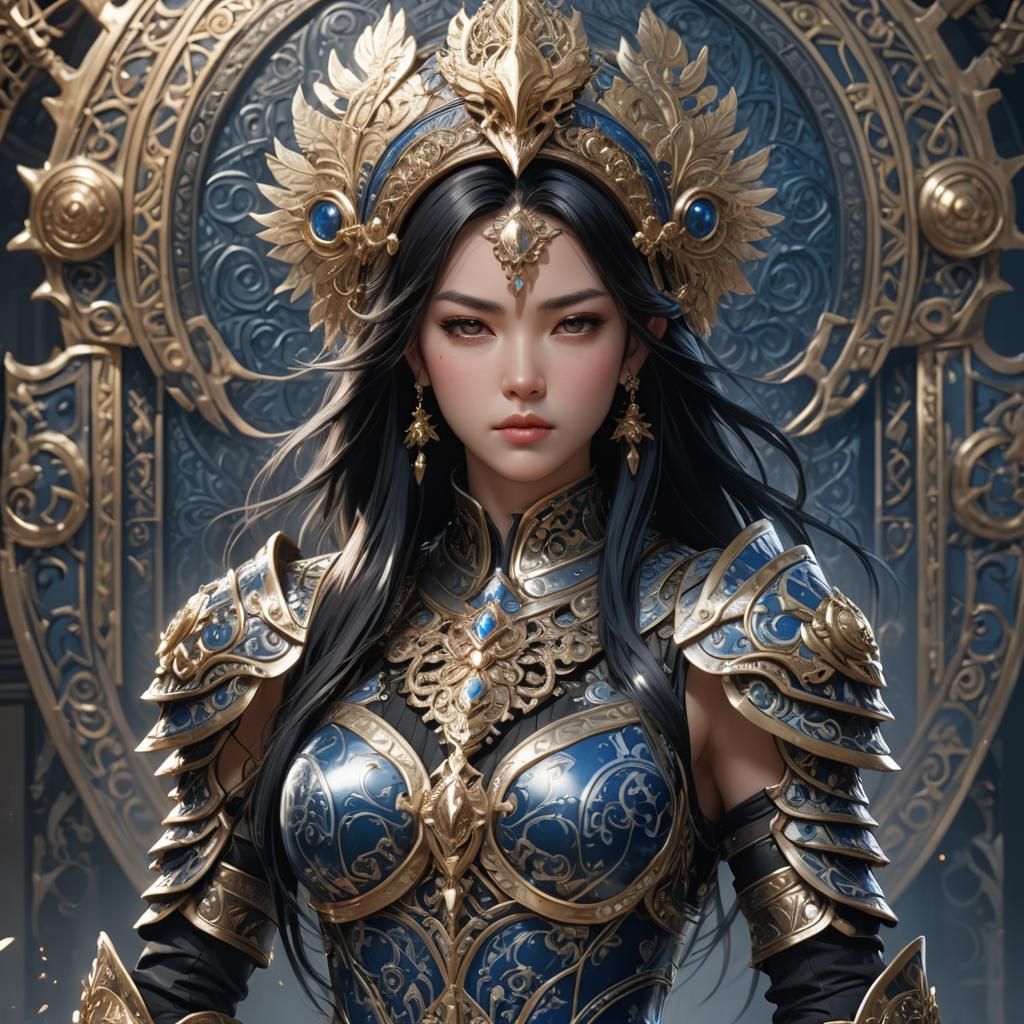 Anime Woman in Ornate Armor Concept Art