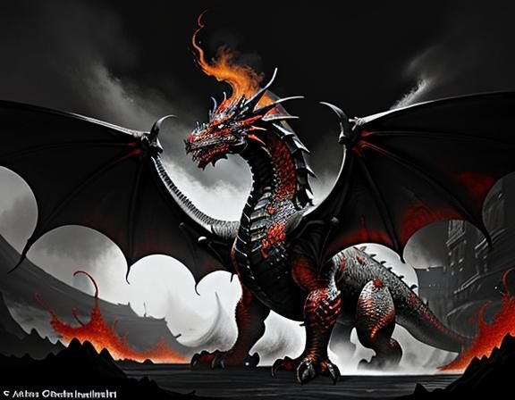 Majestic Dragon in Dynamic Fantasy Art Style