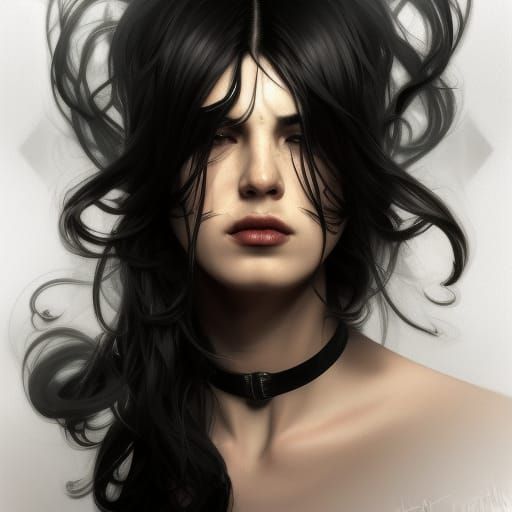 Gothic Portrait of a Handsome Man with Long Hair