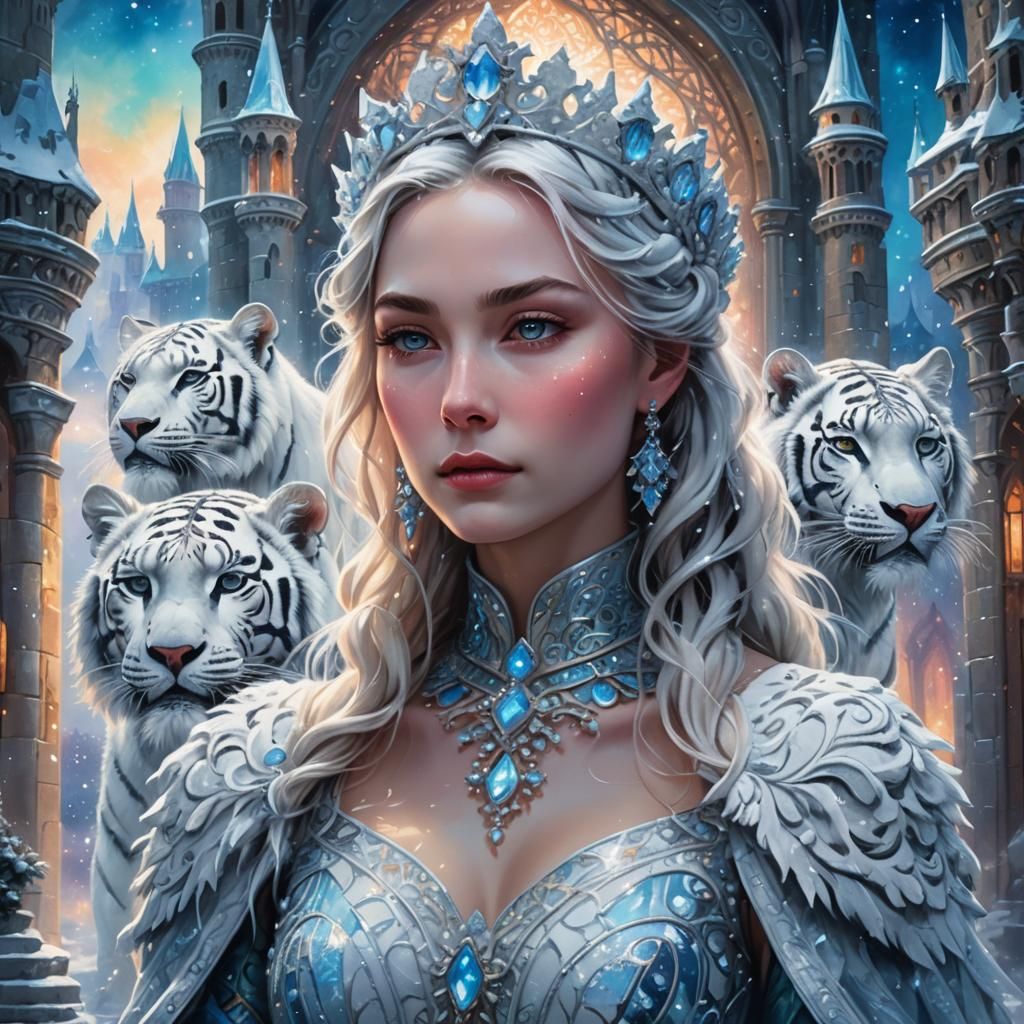 Regal Ice Queen in Ethereal Fantasy Castle
