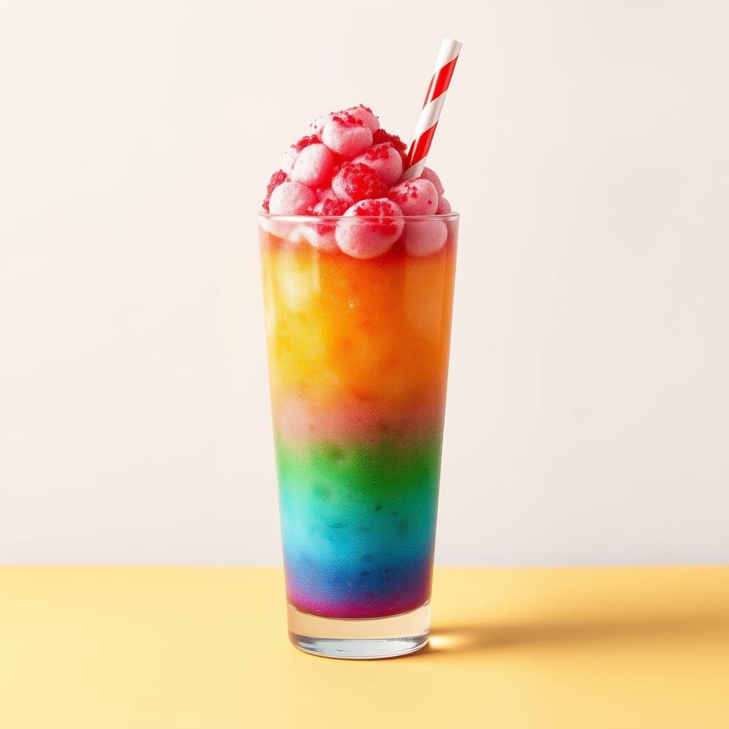 Rainbow Slushie Drink with Flat Texture