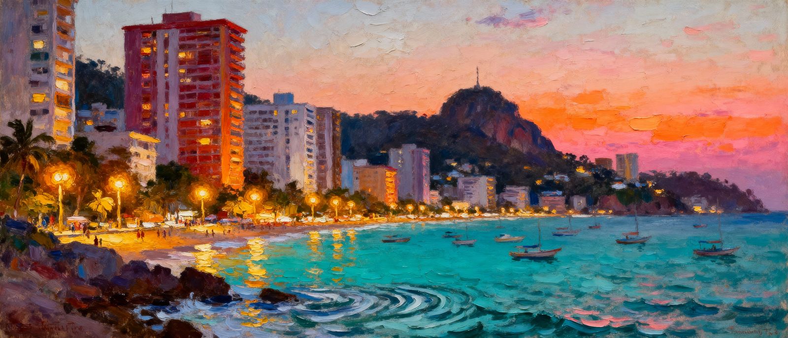 Acapulco at Dusk Oil Painting
