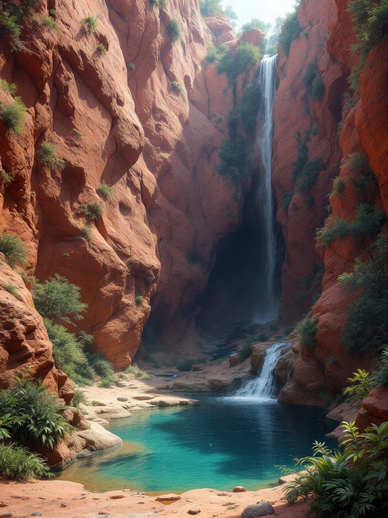 Crimson Sandstone Cliff with Eroded Beauty