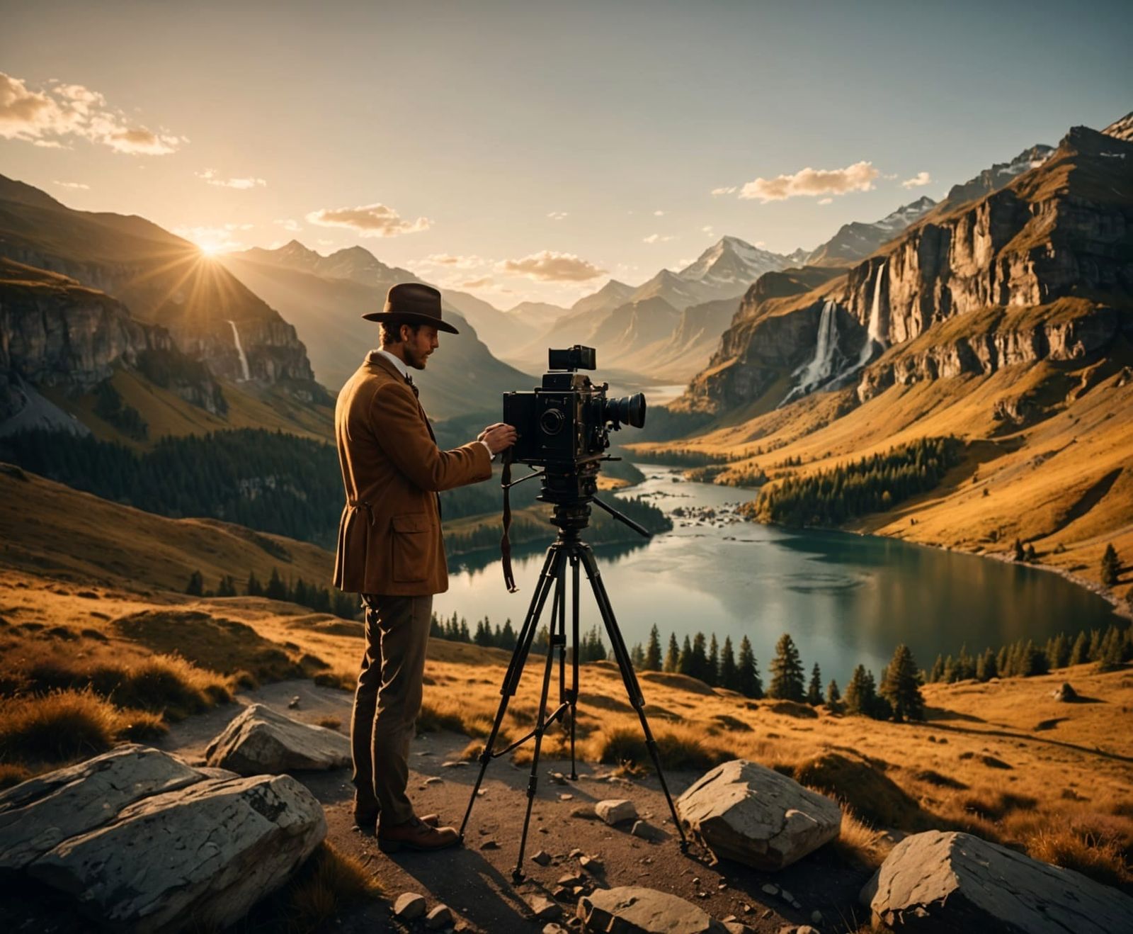 Vintage Photographer Captures Golden Hour Landscape