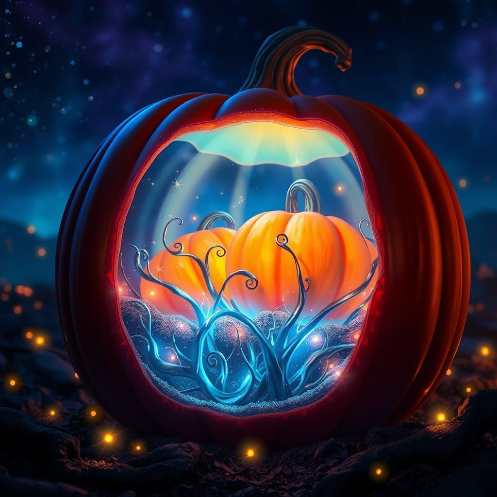 Mystical Glass Pumpkin Illuminates Ethereal Patch