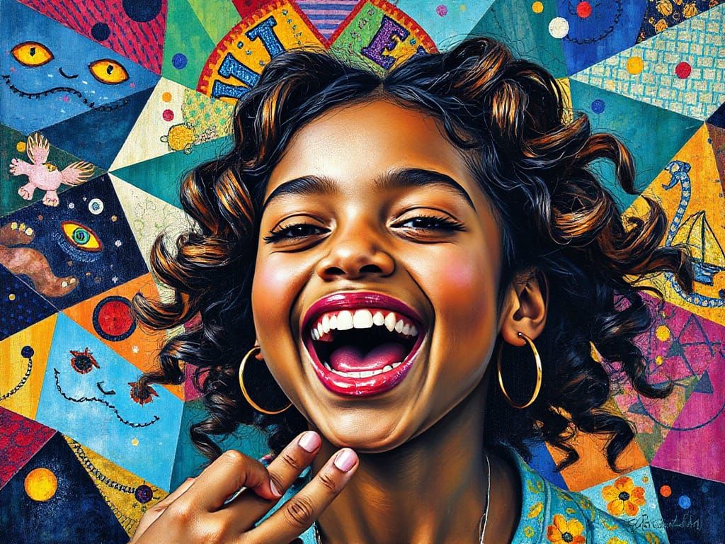 Surreal Pop Art Masterpiece of a Happy Girl
