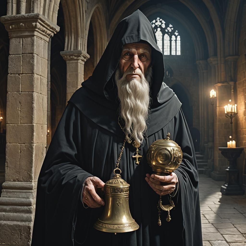 Ghost of Abbot in Underhill Abbey: Hyperrealistic Art