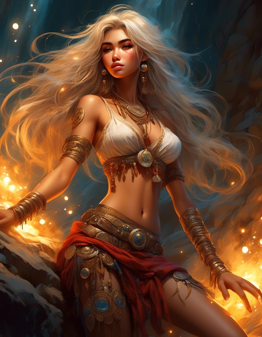 Anime Gypsy Bandit in Crystal Cavern Sketch