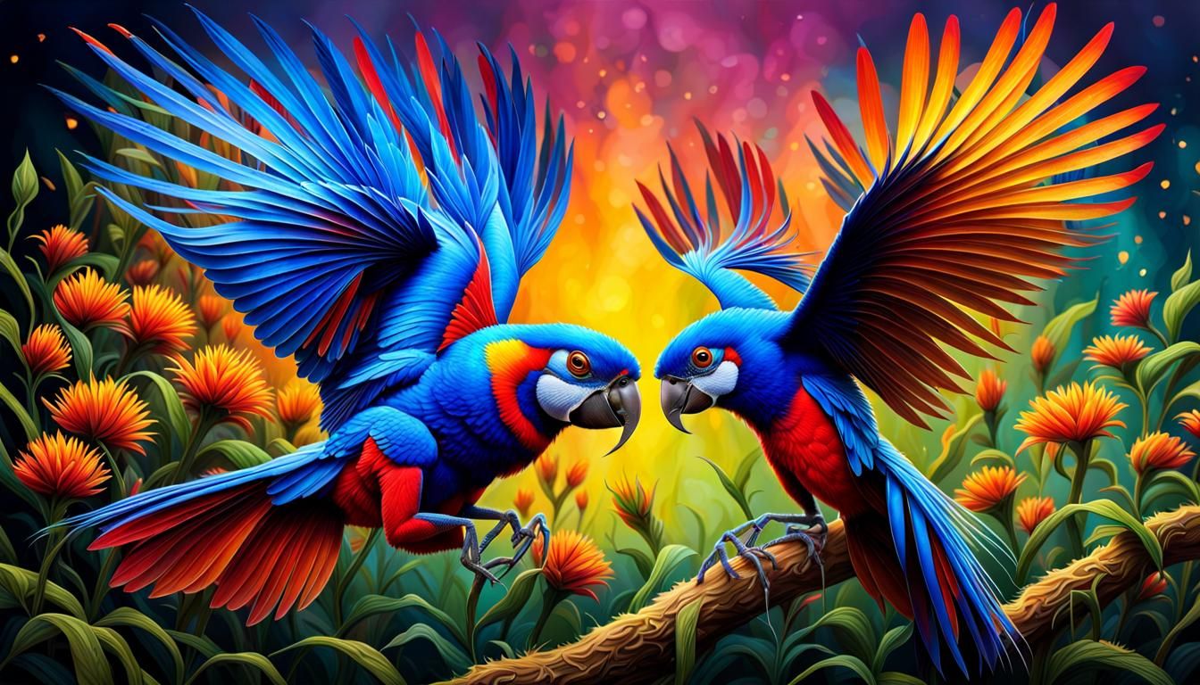 Pūteketeke Mating Dance in Vibrant Colors