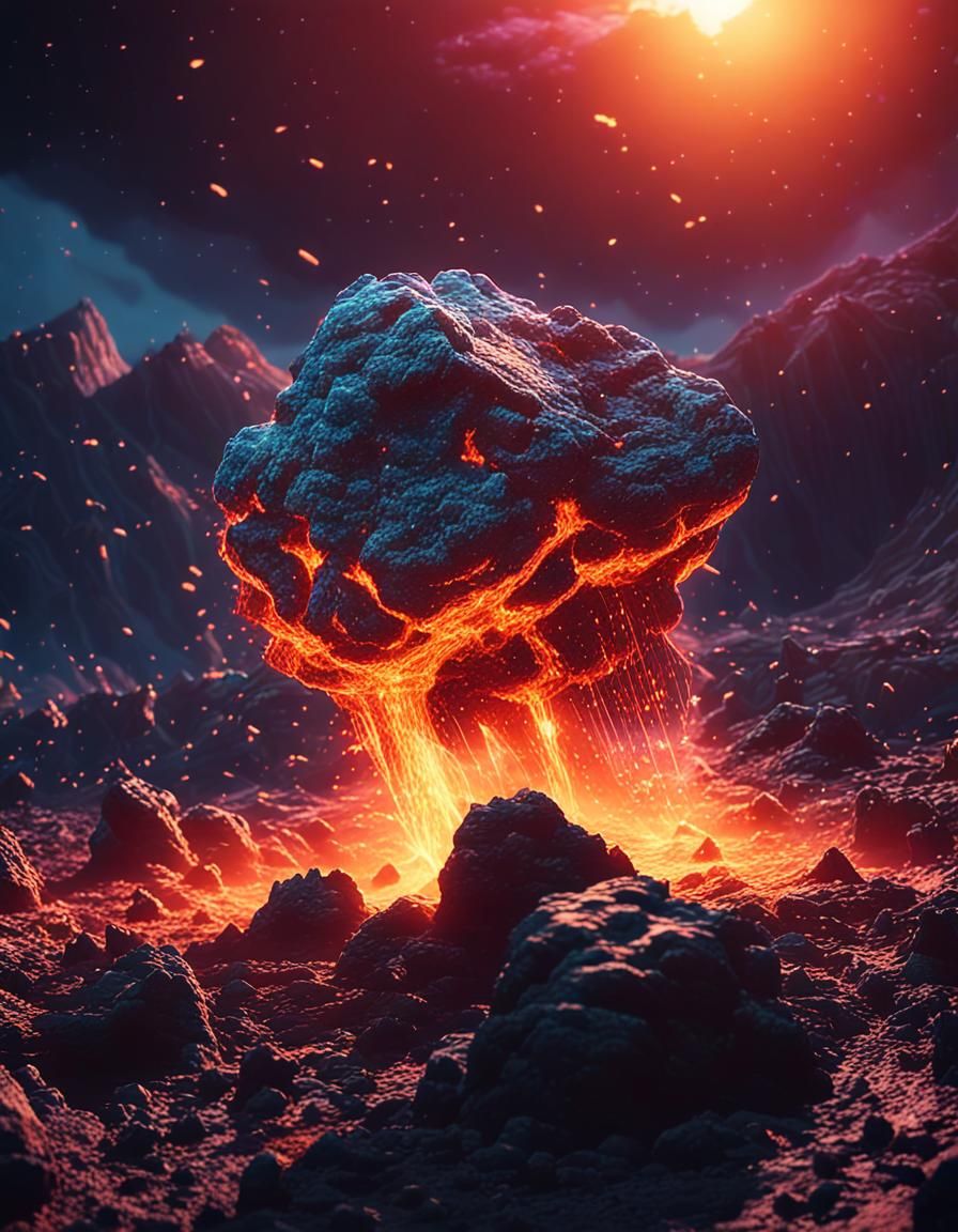 Asteroid Impact: Neon Realism in Cinematic Style