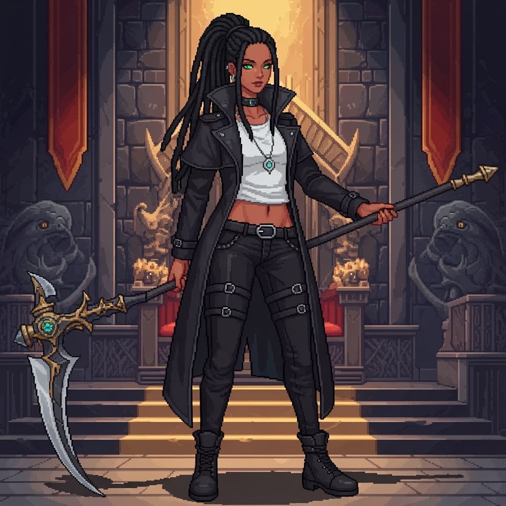 Pixel Art Necromancer in a Dark Fantasy Dungeon