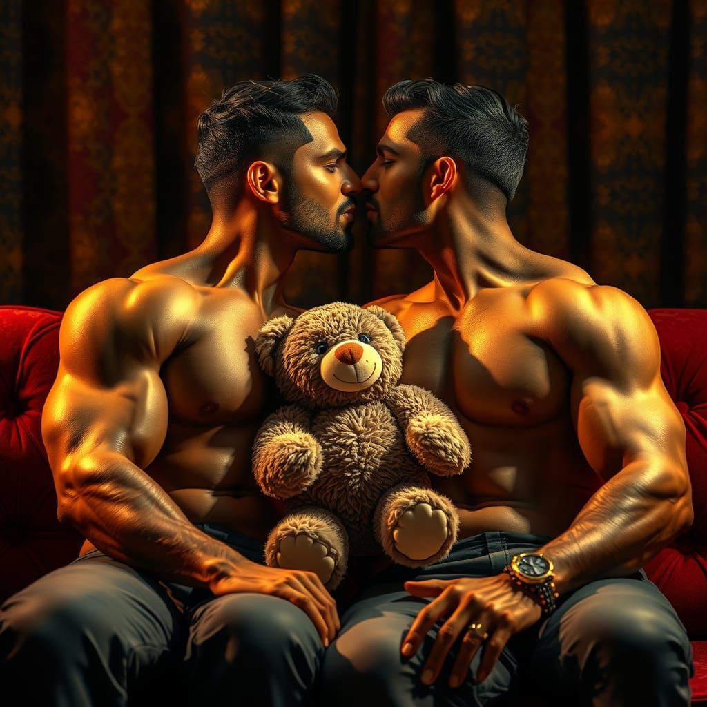Two South Indian Men Share a Kiss: Realistic Digital Art