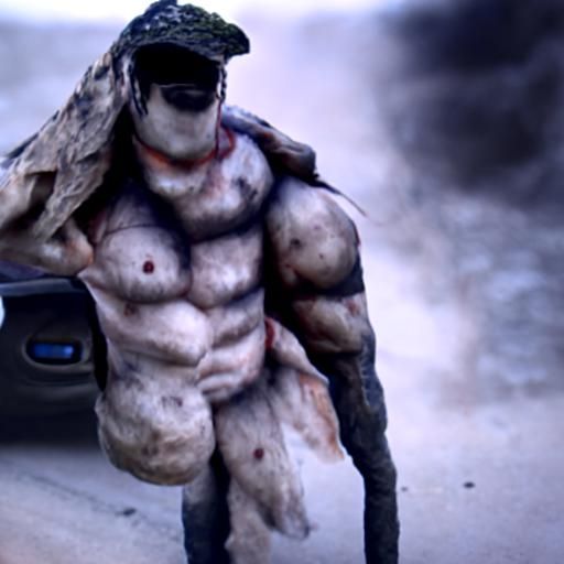 Muscular Man in Post-Apocalyptic World