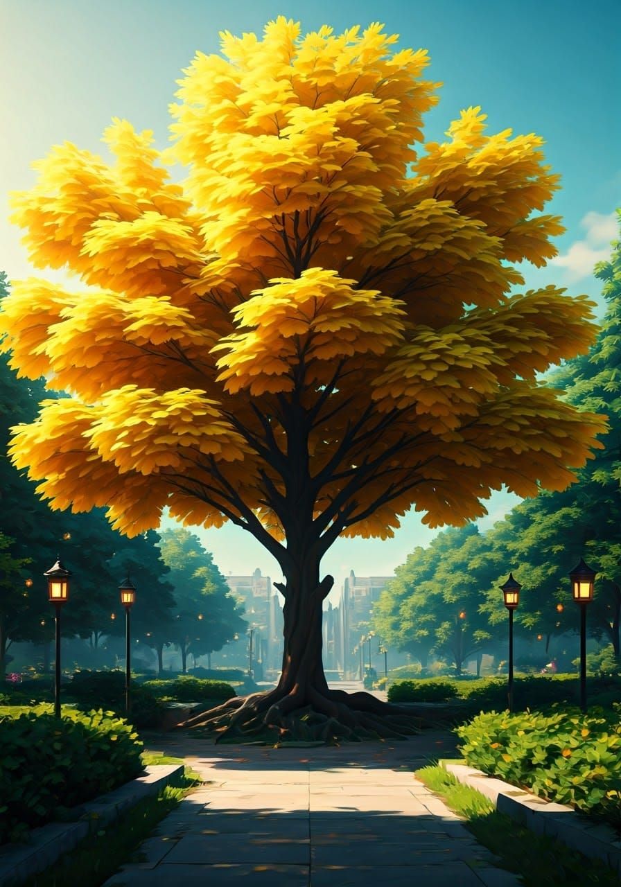 Radiant 3D Tree on Denver Campus in Abstract Style