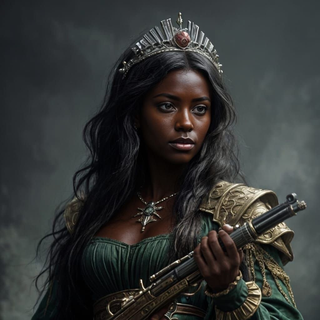 Evil Queen Tiana with Flintlock Pistol in Horror Style