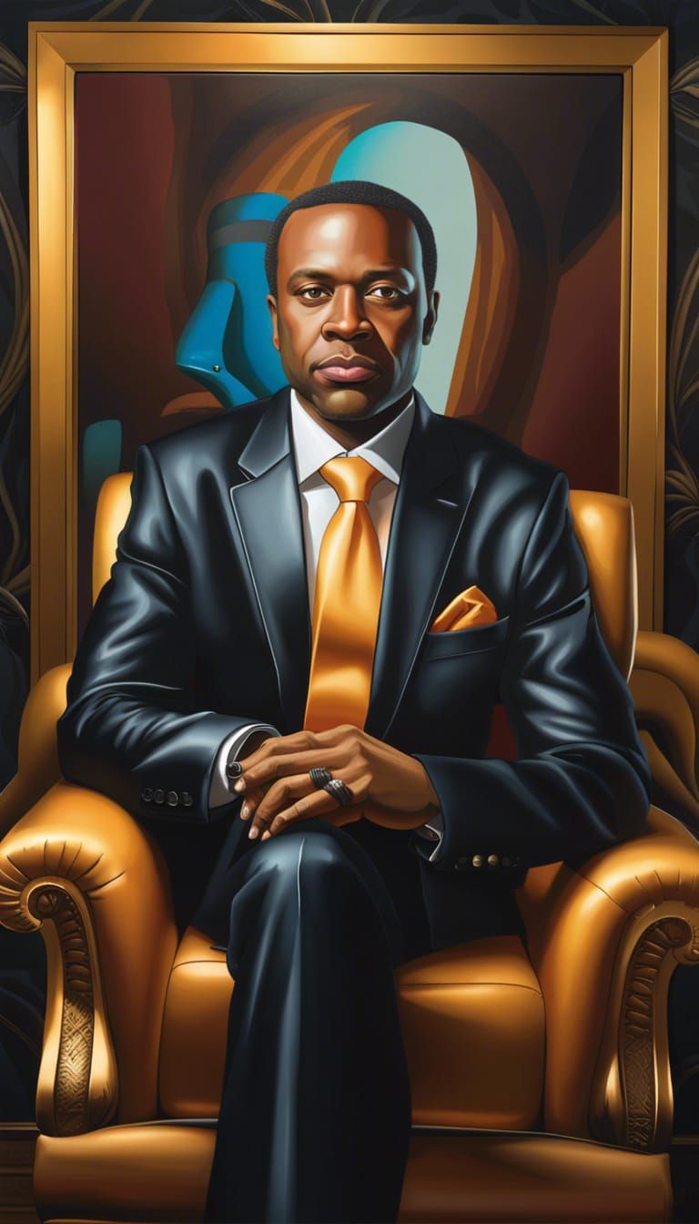 Billionaire Portrait with Mona Lisa, Digital Art