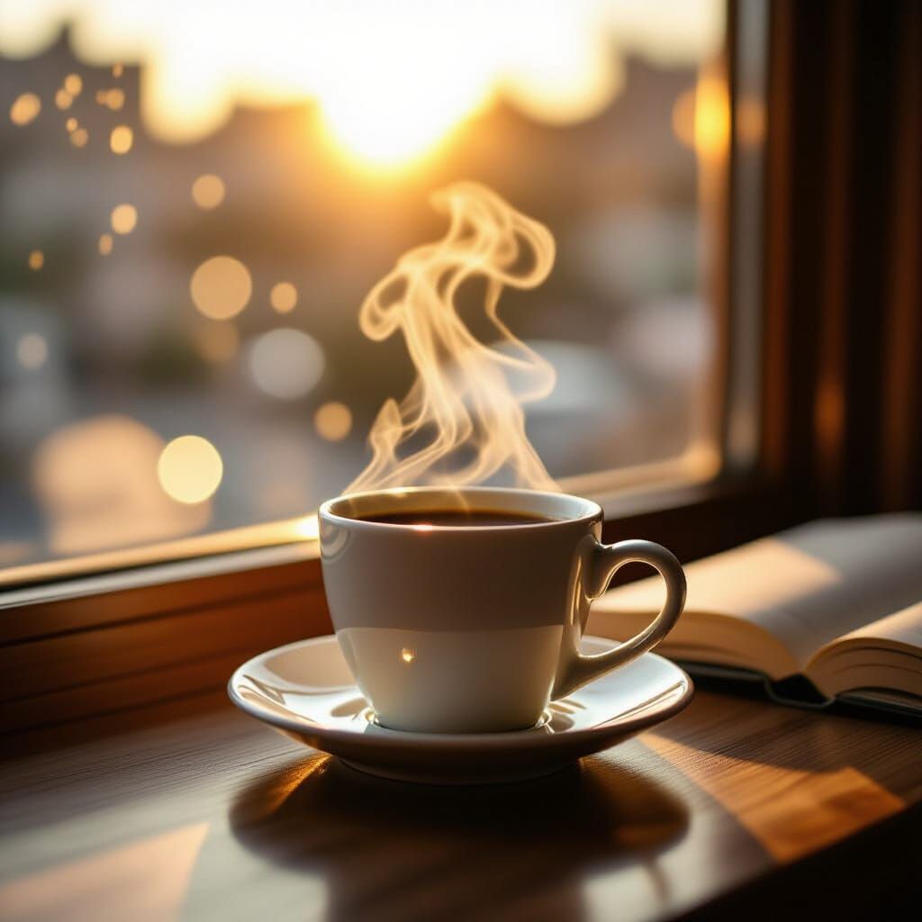 Steaming Coffee Cup in Soft Morning Light
