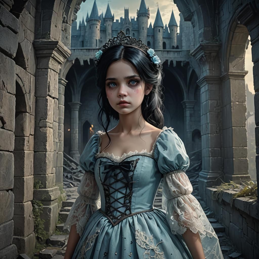 Undead Princess in Haunted Castle: Dark Fantasy Art