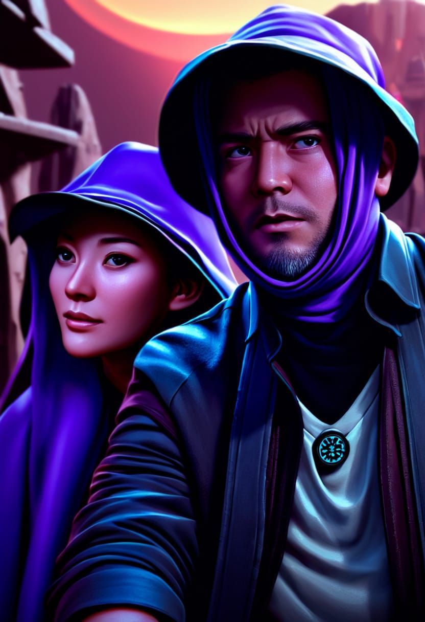 Jedi Master with Purple Saber on Tatooine