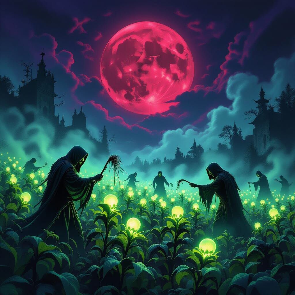 Spectral Harvest Festival Under Blood Moon