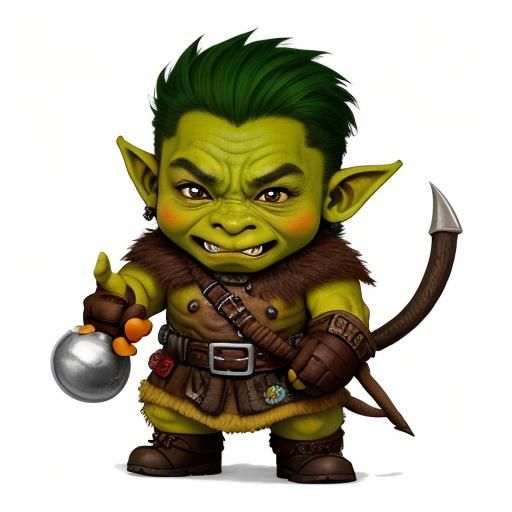 Chibi Orc Character in Kawaii Fantasy Style