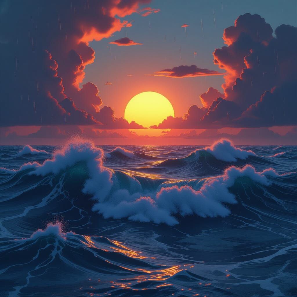 Apocalyptic Ocean Storm with Towering Waves