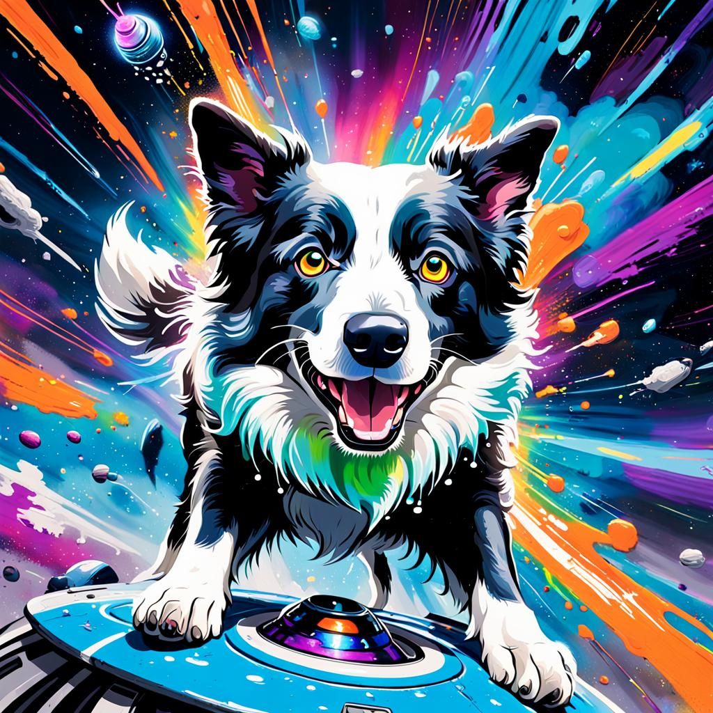 Border Collie Pilots Spaceship Through Wormhole: Graffiti Ar...
