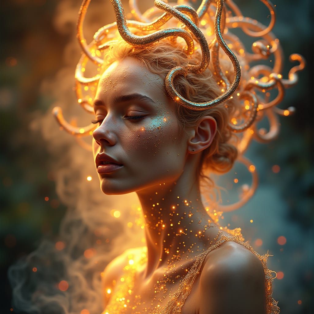 Radiant Being in Fibonacci Spirals, Art Nouveau