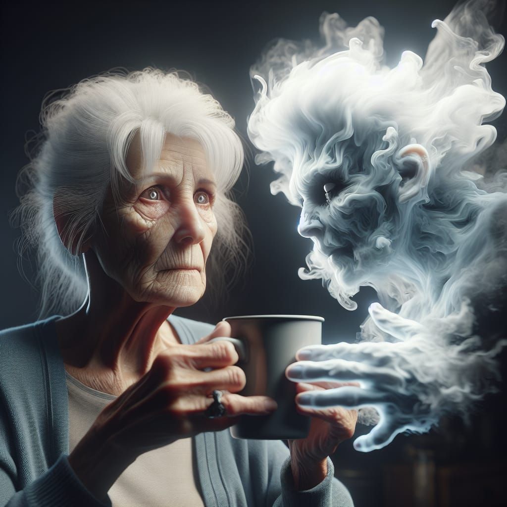 Elderly Woman's Coffee Creates Ghostly Apparition in 8K