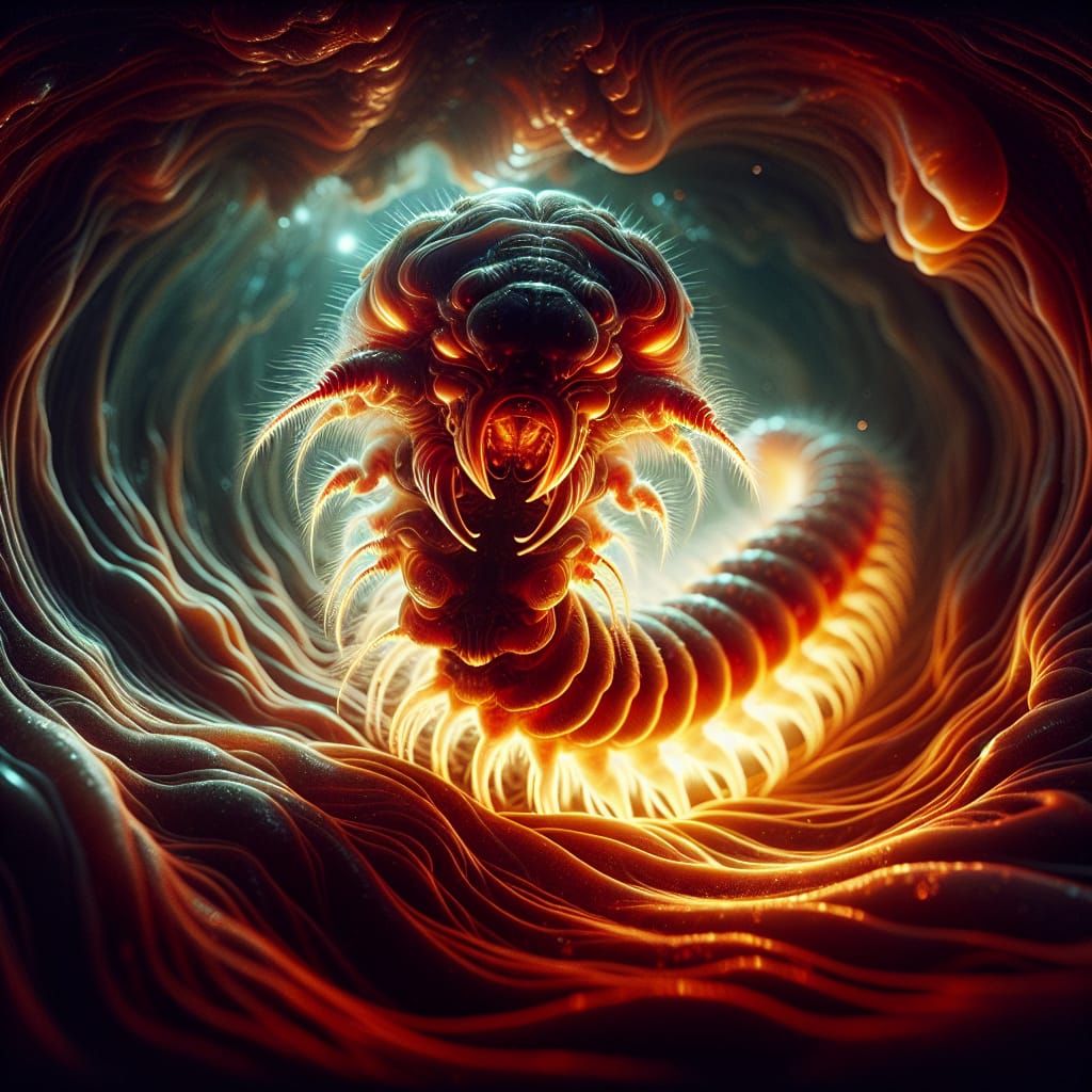 Otherworldly Alien Centipede with Ominous Energy