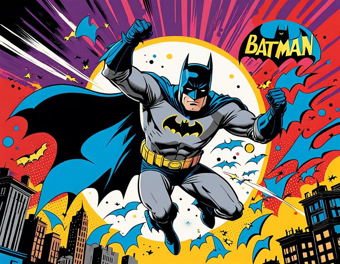 Batman in Action: A 1950s Pop Art Scene