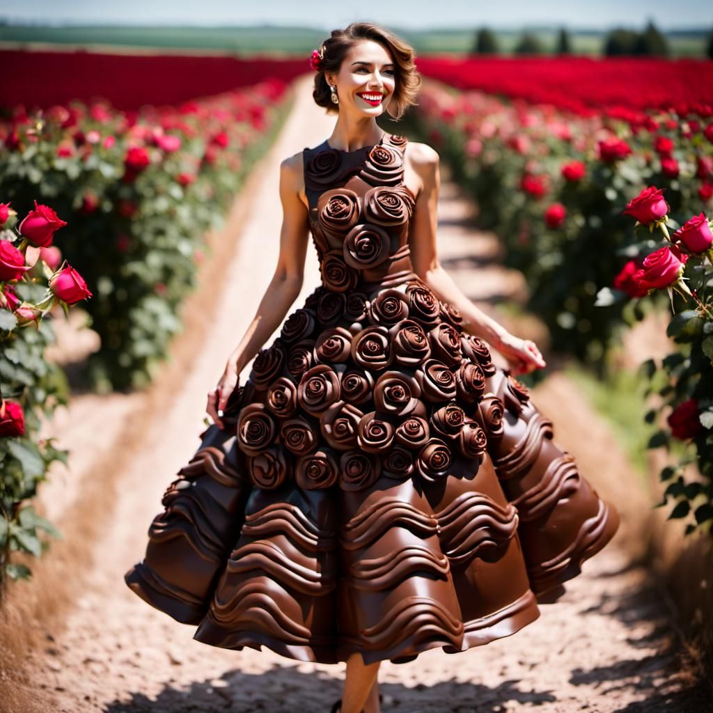 Chocolate Dress in Rose Field: Valentine's Dream