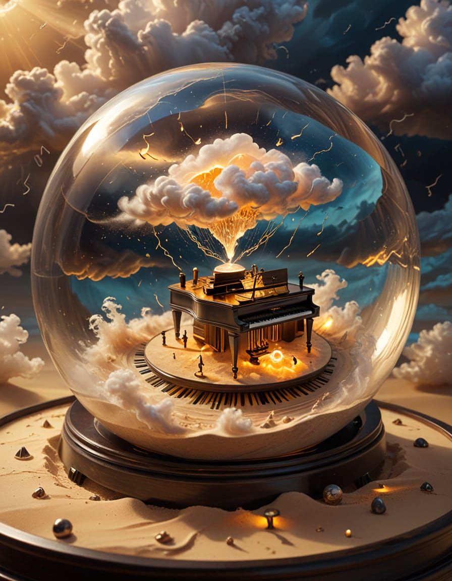 Surreal Clockwork Thunderstorm in Vibrant Oil Painting