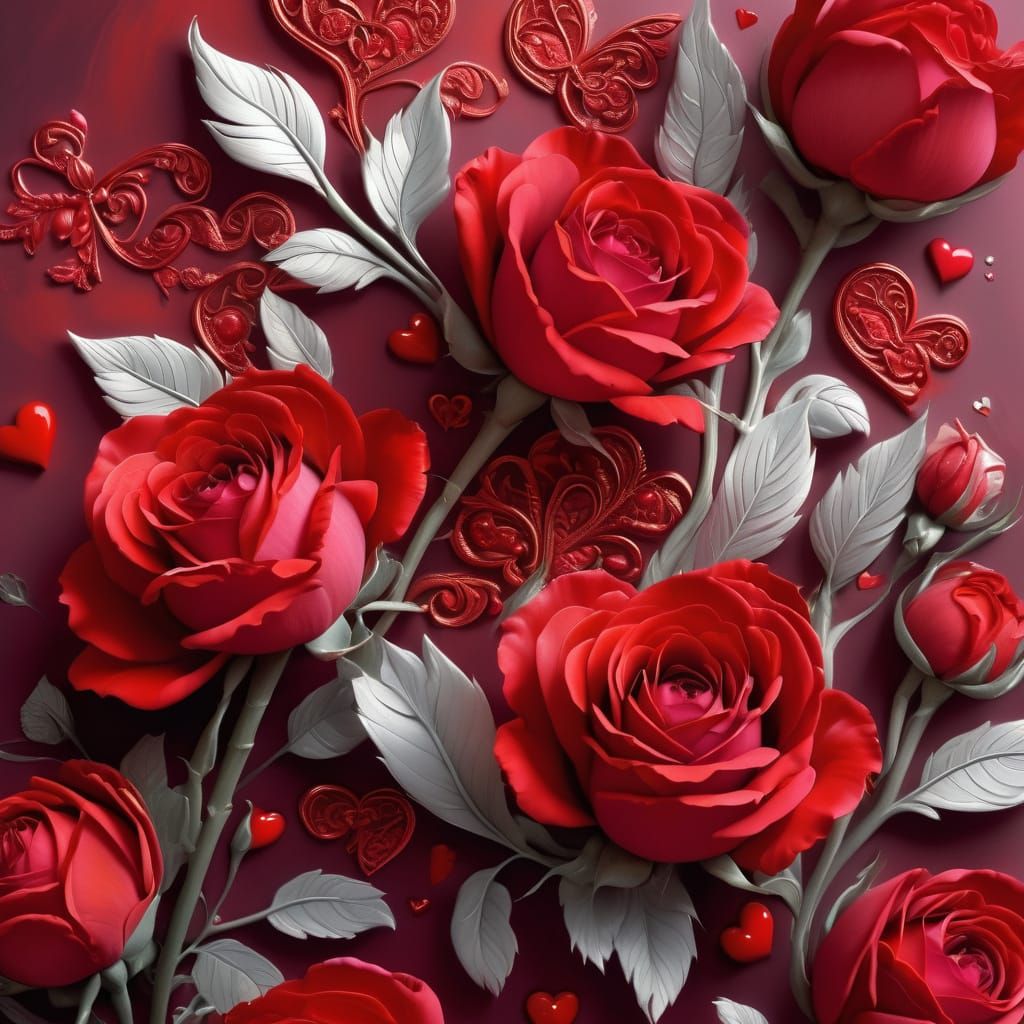 Romantic Masterpiece of a Vibrant Valentine Rose