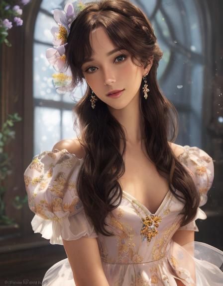 Anime Lady Adjusting Hair in Painterly Triadic Colors