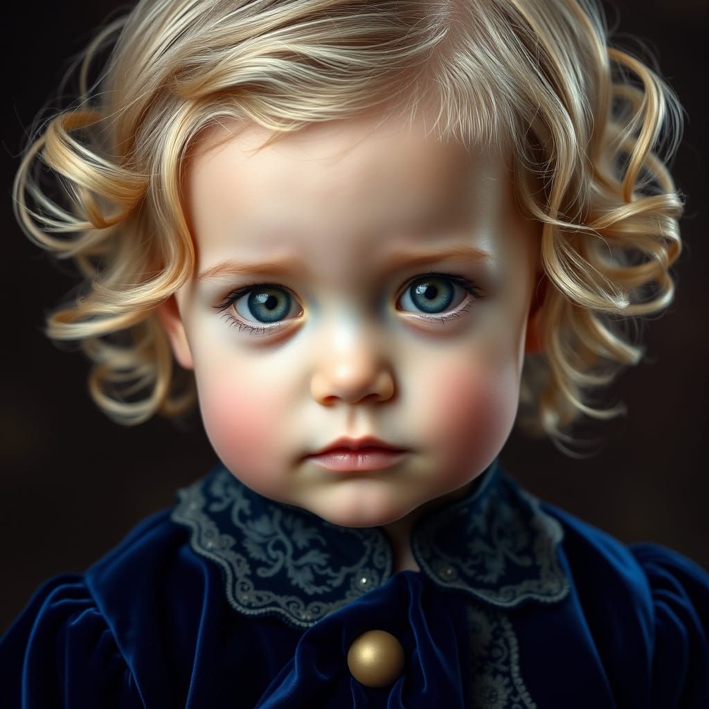Child in Renaissance-Inspired Velvet Attire