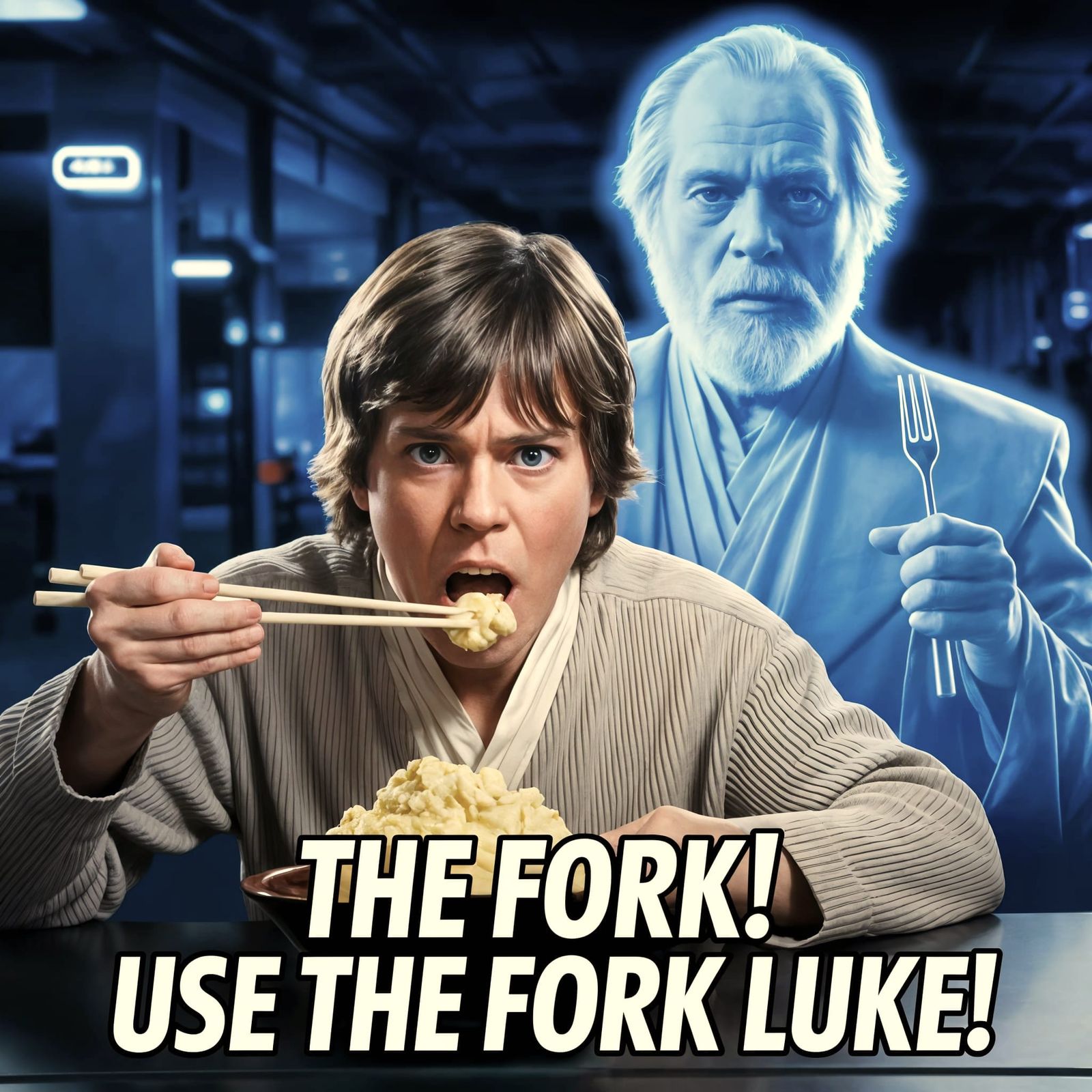 Luke Skywalker's Chopstick Conundrum in a Futuristic Diner
