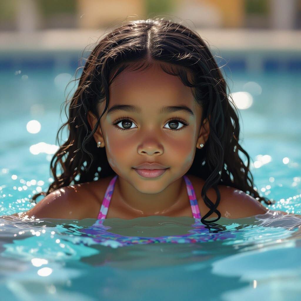 Girl Swimming: Hyperrealistic Splash Art Portrait