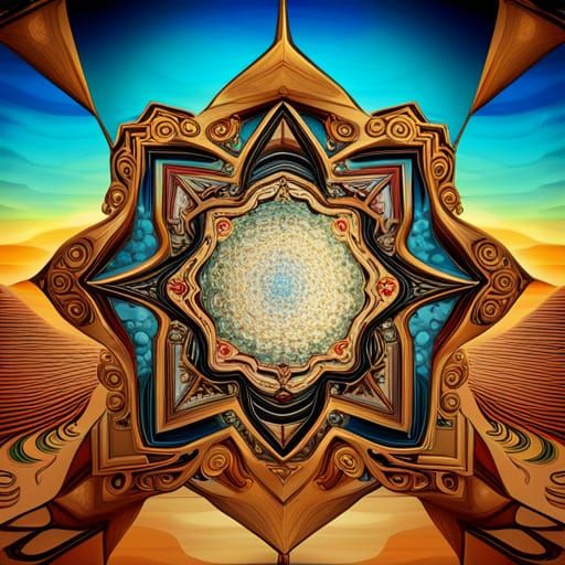 Ornate Arabic Pattern in Steampunk Surrealism Style