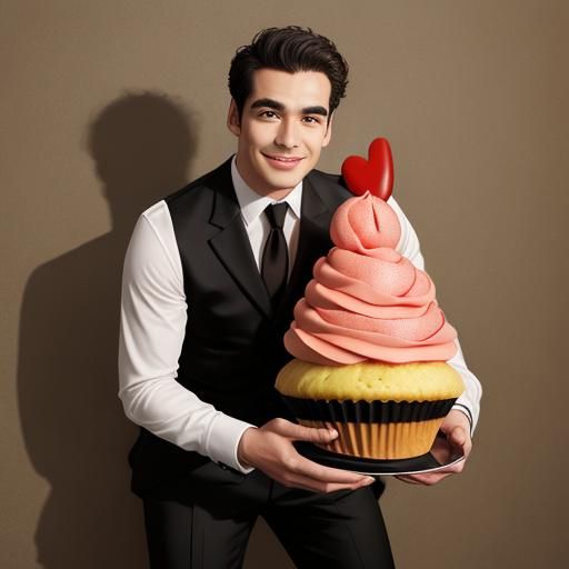 Man with Cupcake Head: Surreal Portrait