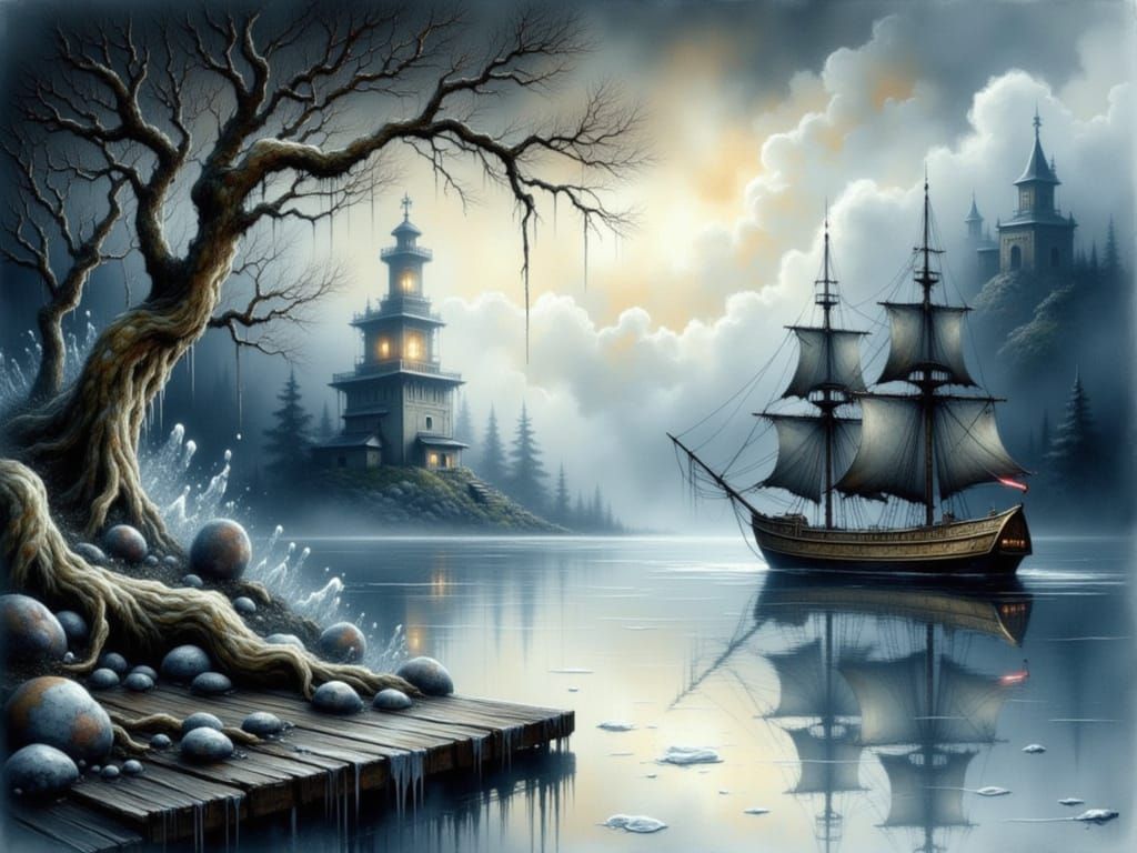 Baroque Frame Portal to Turbulent Sea