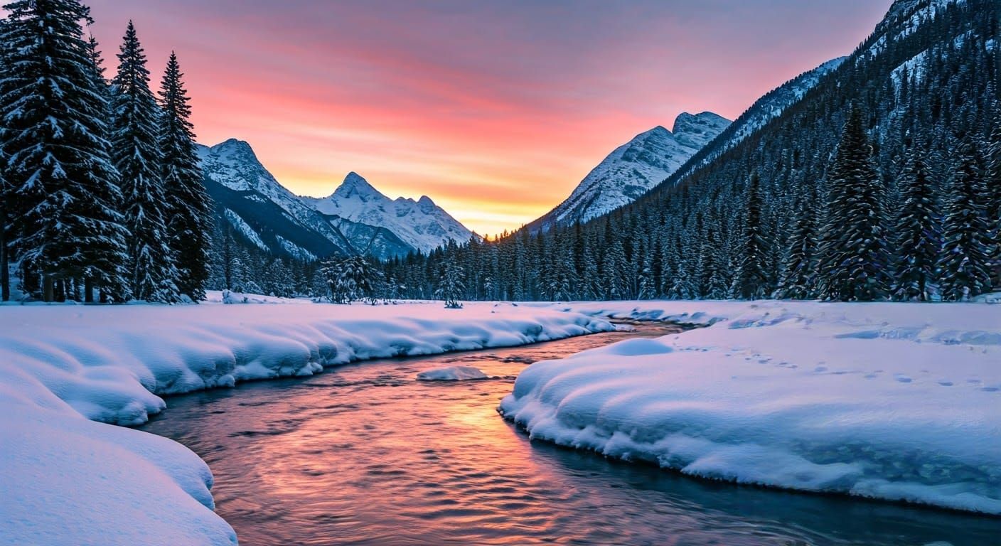 Winter Morning Serenity in Vibrant Hues