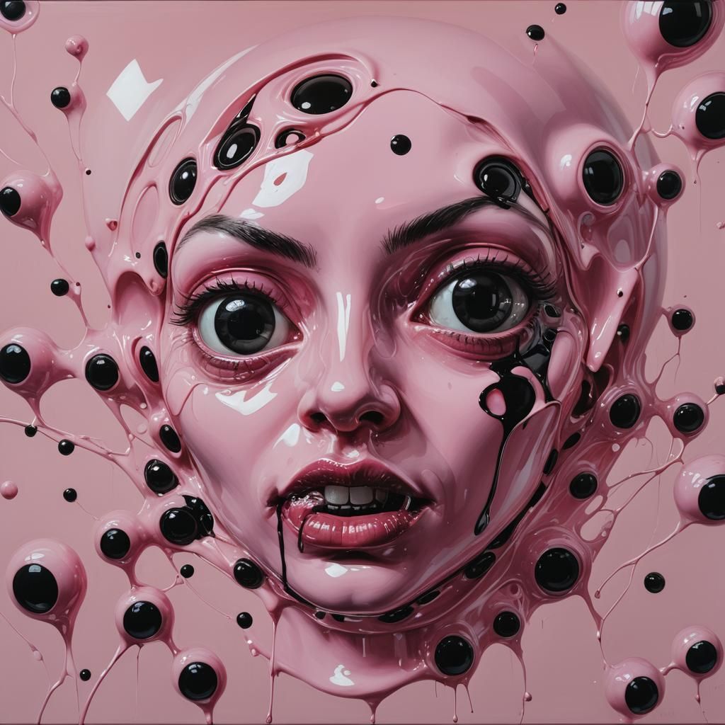 Hyperrealistic Oddity with Swollen Features as Detailed Pain...