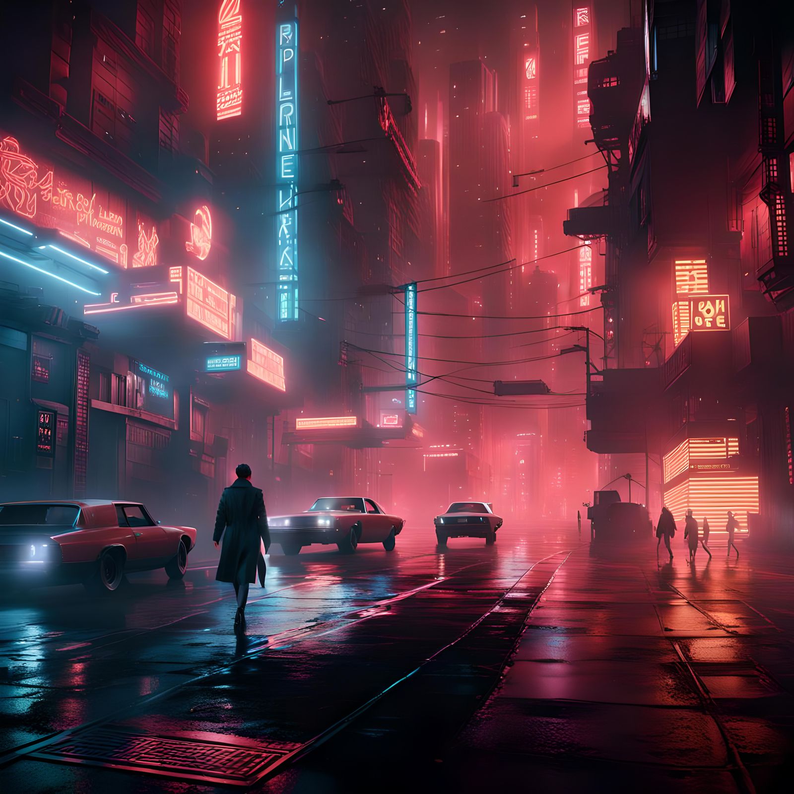 Cyberpunk Film Noir Movie Poster in 8K