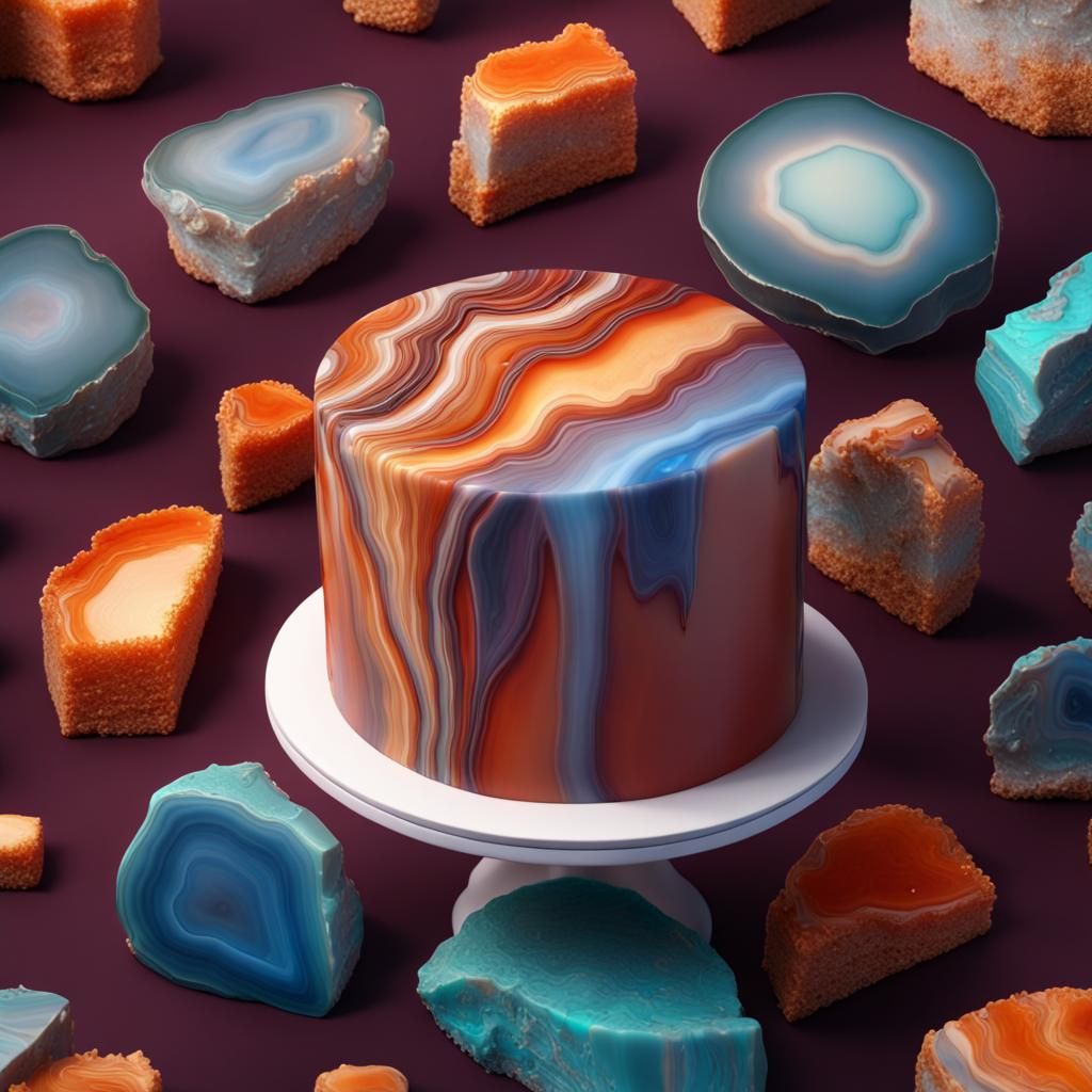 Agate Stone Cake with Colorful Background