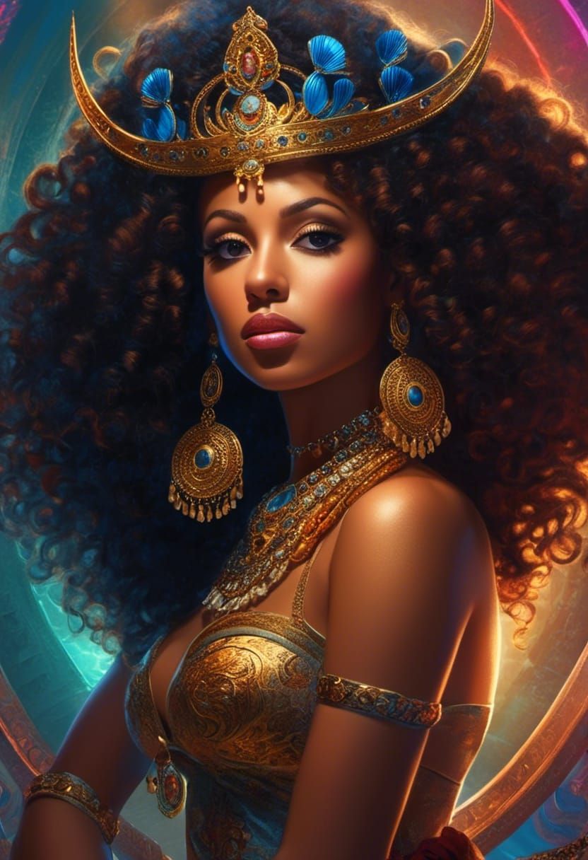 Sultry Nubian Queen in Vibrant Portraiture