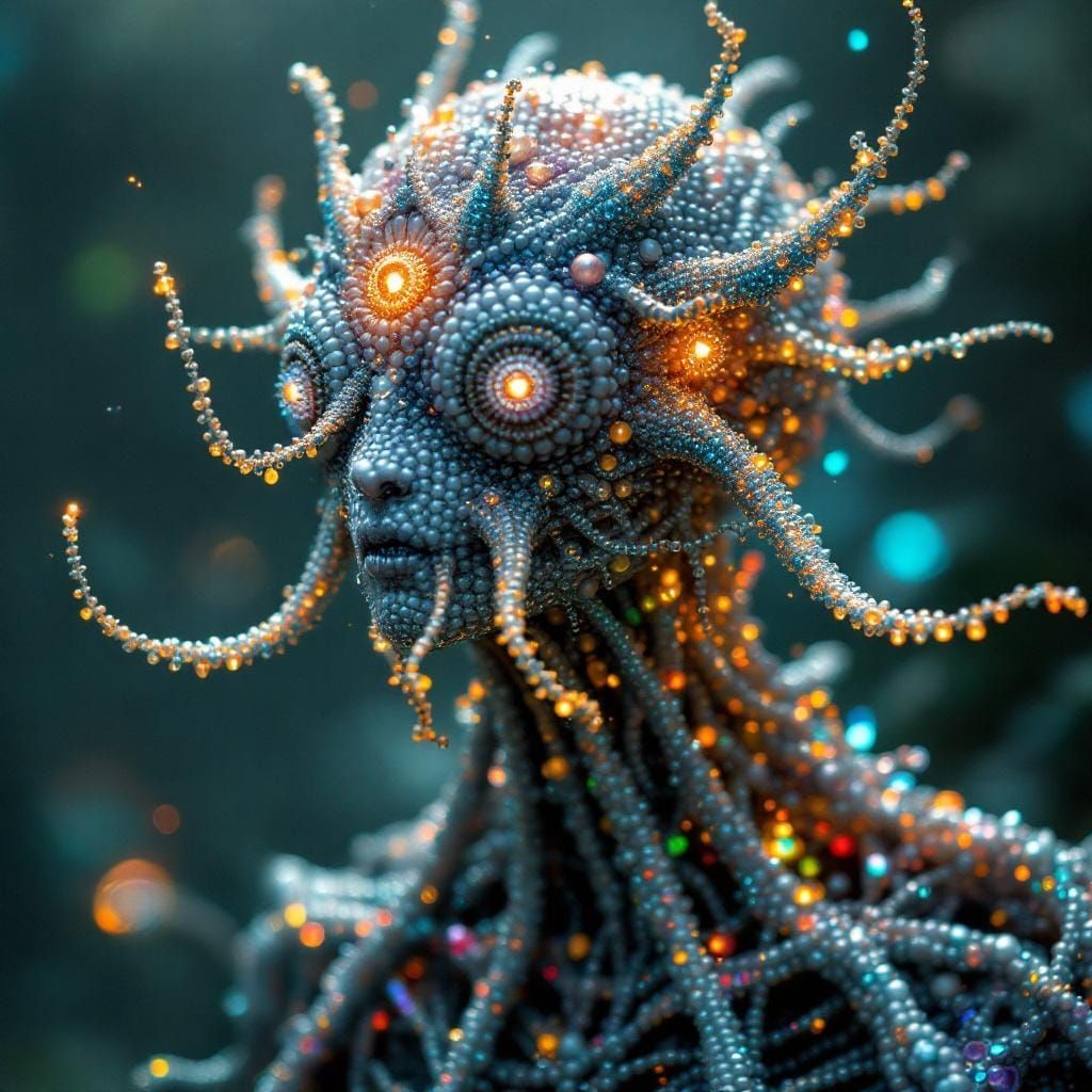 A mesmerizing creature made entirely of beads