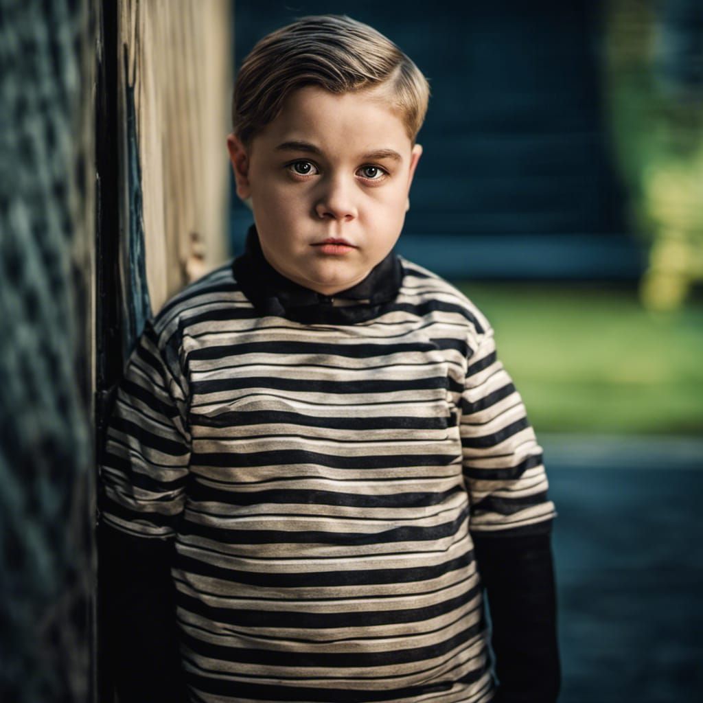 Realistic Photo of Pugsley Addams with Cinematic Lighting